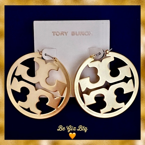 Tory Burch Jewelry - Tory Burch Authentic Miller Matte Gold Hoop Earrings